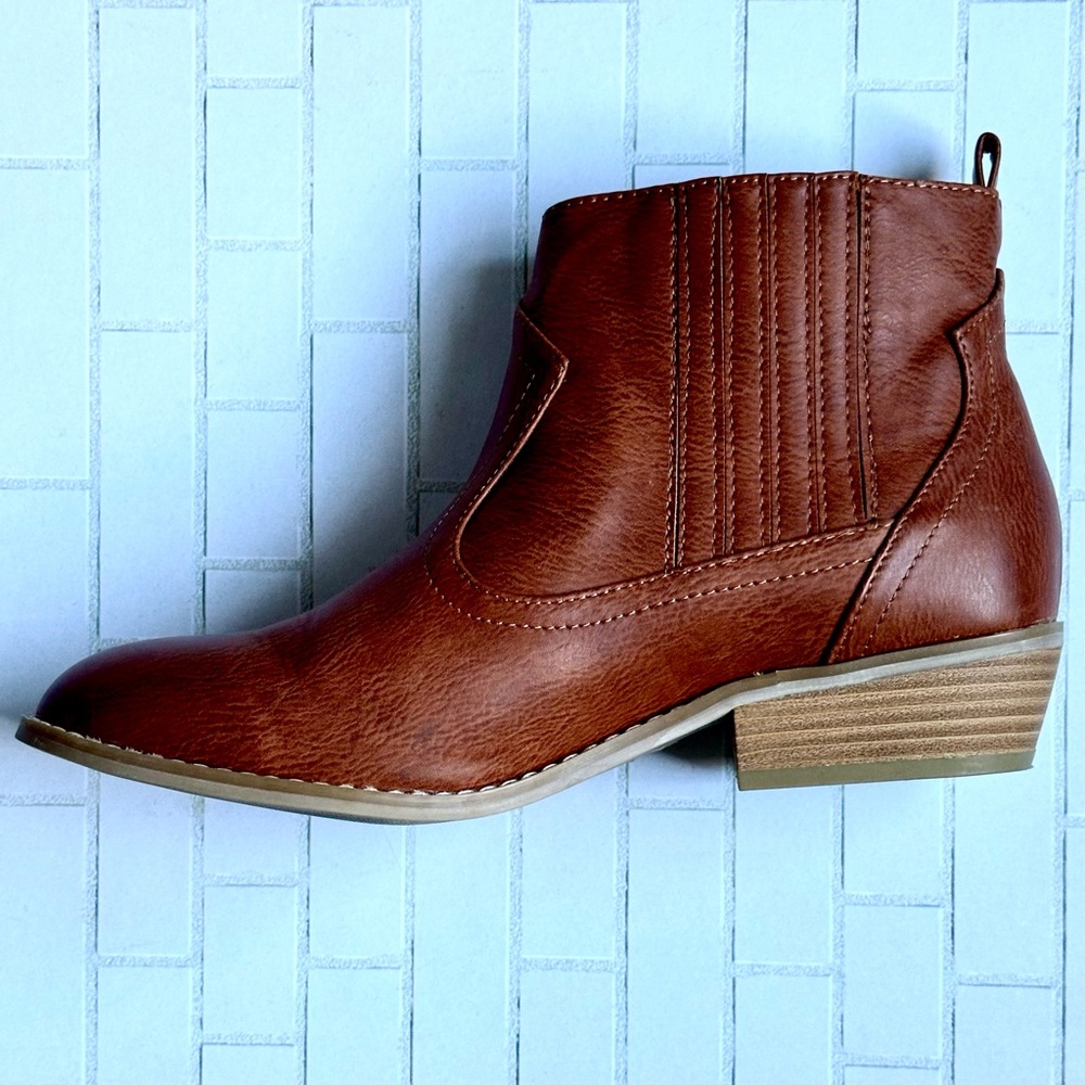 Slip on Brown Booties with heel, Size 10,  Universal Thread, EUC
